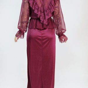 70s Maxi Dress with Lace Overlay